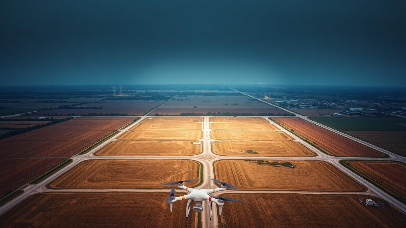 Aerial view of industrial land parcels